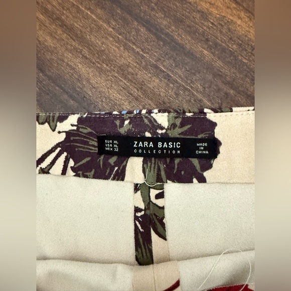 Zara Basic Floral Suede Skort in Cream and Brown - Picture 3 of 5